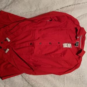 NWT Red Essential Button Down Top